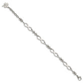 Chisel Stainless Steel Polished Infinity Symbol Link with 4 Leaf Clover Charm 6.5 inch Bracelet with 1 inch Extension